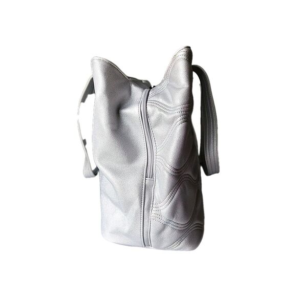 Lug Tempo Tote Vegan Leather Metallic Silver Ice Pop Multicolor Stitching RFID - Picture 7 of 16